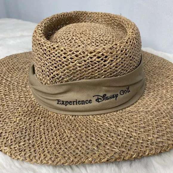 Walt Disney World Mickey Mouse Golf Straw Sun Hat Tan Natural Fiber OSFA - Picture 2 of 10